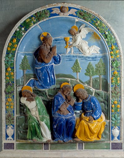 Kristus på Oliebjerget Keramisk malet og lakeret af Luca della Robbia (1400-1482) 15. århundrede. Paris, Louvre-museet af Luca Della Robbia
