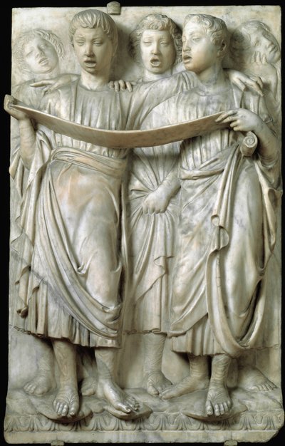 La cantoria eller børn der synger i kor - Marmorrelief, af Luca della Robbia (ca.1400-1482), Quattrocento af Luca Della Robbia