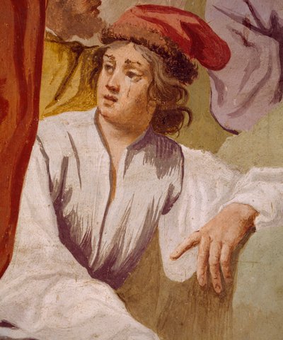 Lycaon, Antenors søn, indvier Apollos dolk i Delphi, Episode of Myth of Antenor af Luca Ferrari