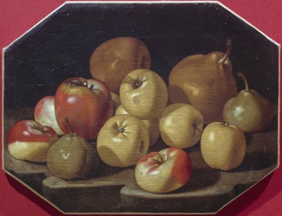 Stilleben med æbler og pærer, oliemaleri af Luca Forte (1610-1670) af Luca Forte