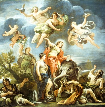 Allegory of Temperance, af Luca Giordano, olie på lærred af Luca Giordano