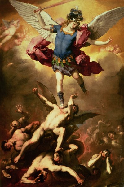 Ærkeenglen Michael vælter den oprørske engel, ca. 1660-65 af Luca Giordano