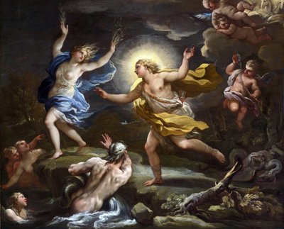 Barok: Apollo og Daphne par Giordano, Luca (1632-1705). Olie på lærred af Luca Giordano