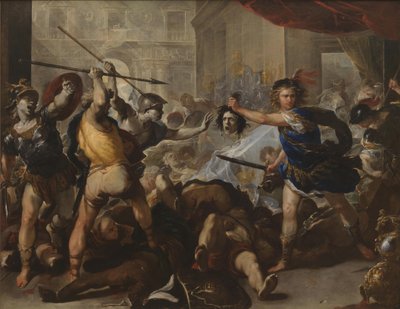 Perseus forvandler Phineas og hans tilhængere til sten, begyndelsen af 1680