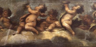 Putti disporting (papir på lærred) (detalje af midten) (se også 67087-89) af Luca Giordano