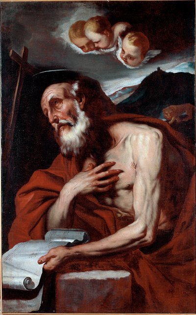 Representation of Saint Jerome Painting by Luca Giordanodani af Luca Giordano