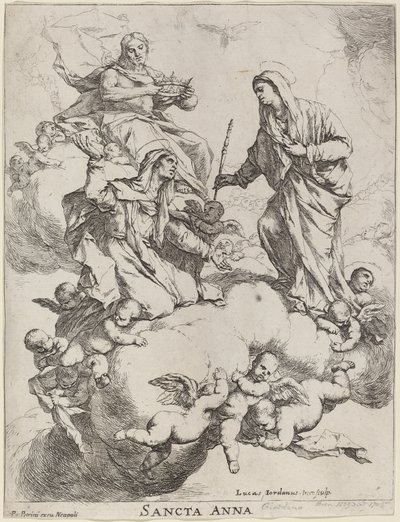 Sankt Anne modtaget af jomfruen og Kristus af Luca Giordano