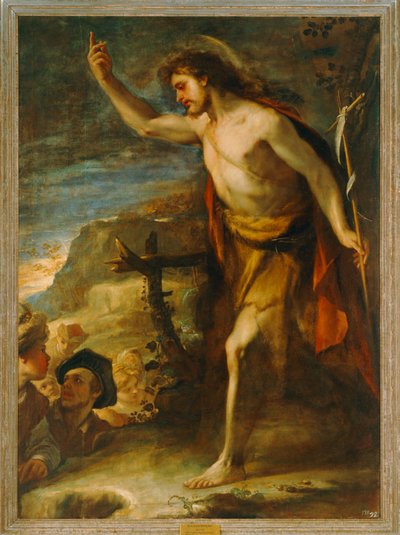 Johannes Døberen, der prædiker. 10034651 ... af Luca Giordano