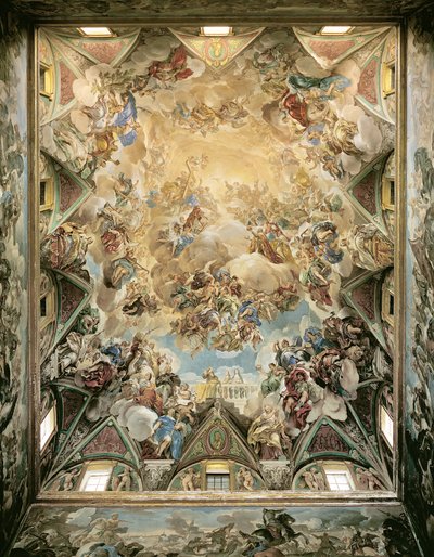 Den himmelske herlighed og Habsburgernes triumf, fra loftet over den store trappe af Luca Giordano