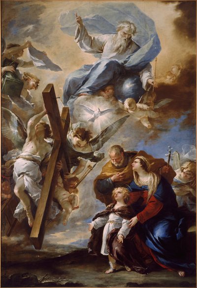 Den hellige familie med lidenskabens symboler, ca. 1660. af Luca Giordano