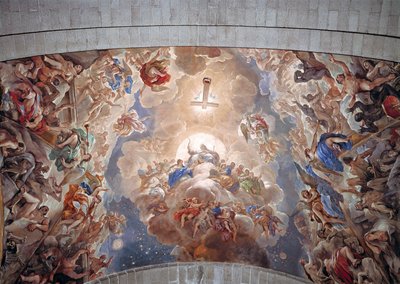 De dødes opstandelse, loftet ved klosteret St. Lawrence of the Escorial (San Lorenzo de Escorial), Spanien af Luca Giordano