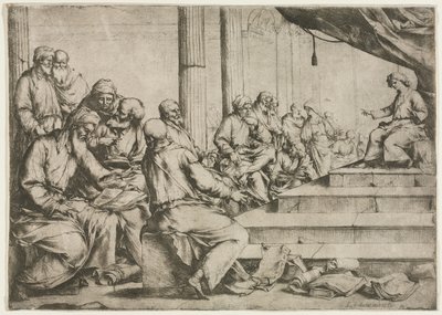 Den unge Kristus underviser i templet, ca. 1653. af Luca Giordano