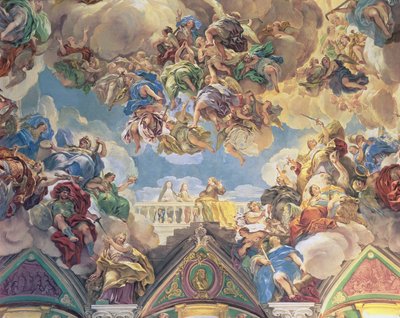 Habsburgernes triumf (nederste del af loftet) af Luca Giordano