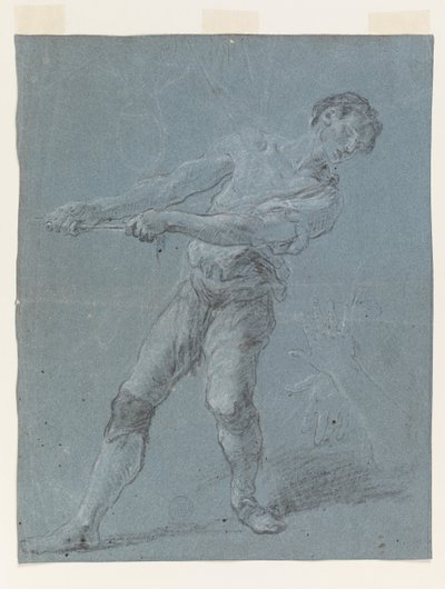 Ung mand trækker i et reb af Luca Giordano