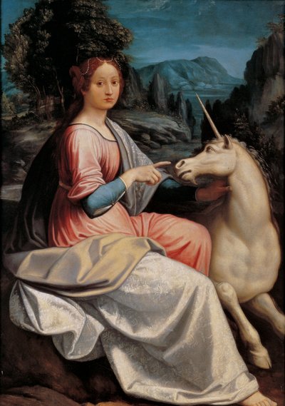 Damen og enhjørningen, 1534-1540. af Luca Longhi