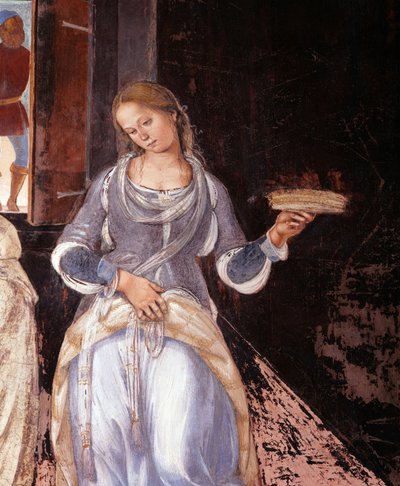 Benedikt fortalte munkene, hvor og hvornår de spiste uden for klostret. Detail Cloister fresco lavet af Luca Signorelli (1445 ca-1523), der fortæller om livet for Saint Benedict of Nursie (480 - 567) grundlægger af Benediktinerordenen 1497-1498 Abbey of Mo af Luca Signorelli