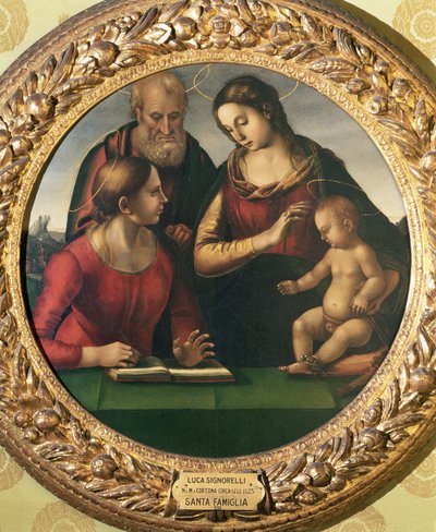 Den hellige familie med den hellige Katharina af Luca Signorelli