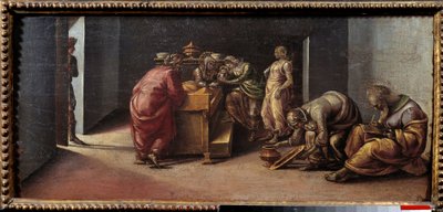 Johannes Døberens fødsel Maleri af Luca Signorelli (1441-1523) 15. århundrede søn. 0,31x0,7 m af Luca Signorelli