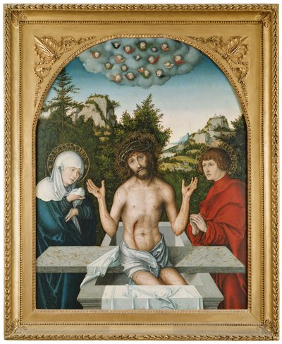 Schmerzensmann zwischen Maria und hl. Johannes af Lucas Cranach