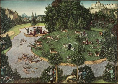 En hjortejagt med kurfyrst Friedrich den Vise af Lucas Cranach the Elder