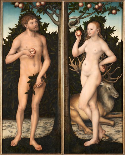 Adam og Eva. af Lucas Cranach the Elder