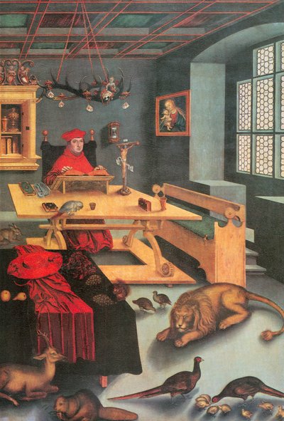 Kardinal Albrecht af Brandenburg som Sankt Hieronymus af Lucas Cranach the Elder