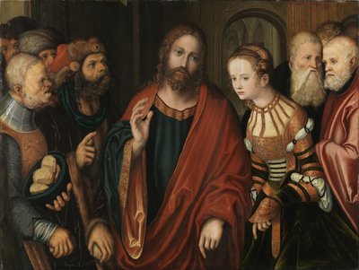 Kristus og kvinden taget i utroskab af Lucas Cranach the Elder