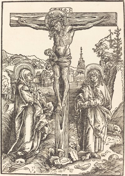 Kristus på korset mellem jomfruen og Johannes af Lucas Cranach the Elder