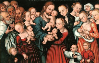 Tysk: Christus segnet die Kinder Kristus velsigner børnene. af Lucas Cranach the Elder