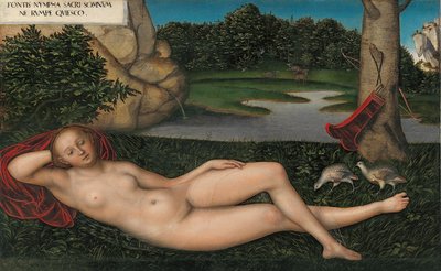 Tysk:  Quellnymphe Nymfen ved springvandet af Lucas Cranach the Elder