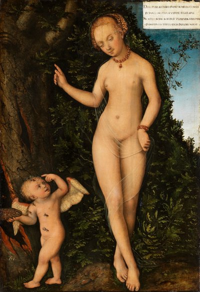 Tysk: Venus mit Amor als Honigdieb Venus with Cupid the Honey Thief (Venus med Amor som honningtyv) af Lucas Cranach the Elder