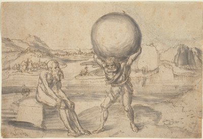 Hercules relieving Atlas of the Globe af Lucas Cranach the Elder