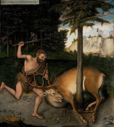 Hercules og Kerynite Doe. Fra serien af ​​Herkules gerninger. Efter 1537 af Lucas Cranach the Elder