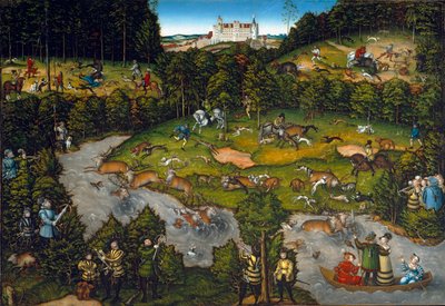 Hofjagt på slottet Hartenfels (Torgau i Sachsen) af Lucas Cranach the Elder