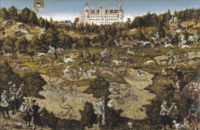 Jagt til ære for kejser Charles V på Torgau Slot af Lucas Cranach the Elder