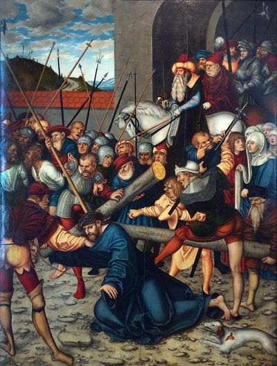 Passionscyklus - Kristus bærer korset af Lucas Cranach the Elder
