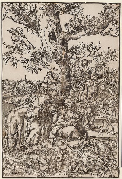 Hvil på flugt af Lucas Cranach the Elder