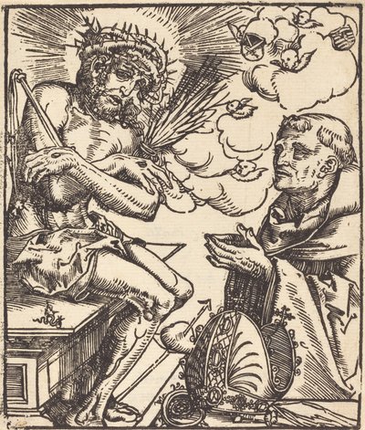 Sankt Bernard tilbeder sorgens mand af Lucas Cranach the Elder