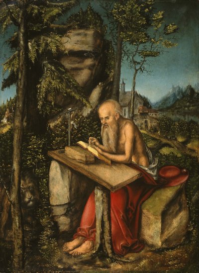 Sankt Jerome i et klippelandskab af Lucas Cranach the Elder