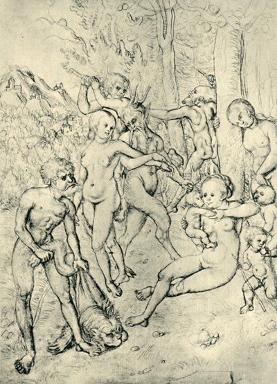 Satyrer og nymfer, 1520-1530, 1943. af Lucas Cranach the Elder
