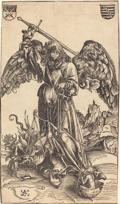 Ærkeenglen Michael vejer en sjæl af Lucas Cranach the Elder