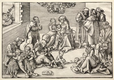 Den hellige familie og slægtninge. af Lucas Cranach the Elder