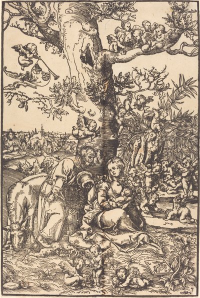 Resten på flugten til Egypten af Lucas Cranach the Elder