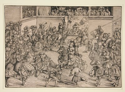 Den anden turnering (med Samsons og løvens billedtæppe) af Lucas Cranach the Elder