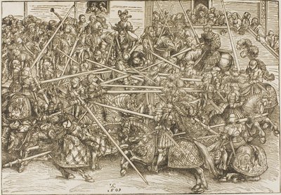 Den tredje turnering med riddere, der bryder lanser af Lucas Cranach the Elder