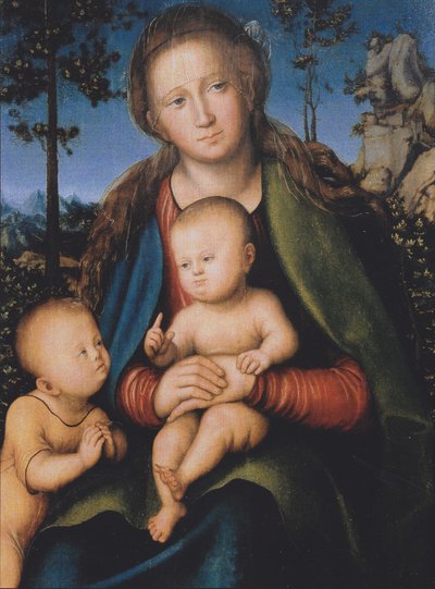 Jomfruen og barnet med Johannesbarnet af Lucas Cranach the Elder