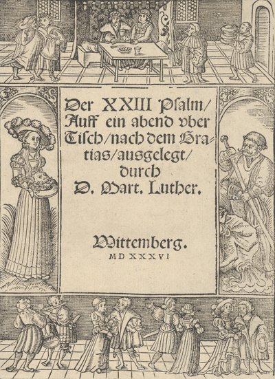 Titel-grænse med historien om Salome og Johannes Døberen. af Lucas Cranach the Elder
