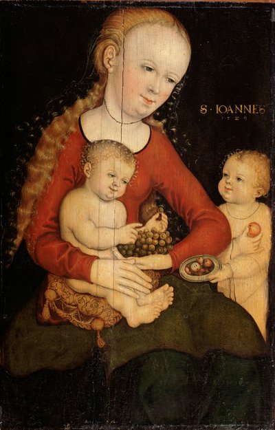 Jomfru og barn med Johannes Døberen som dreng«. af Lucas Cranach the Elder