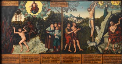 Tysk: Allegori over lov og nåde Lov og nåde af Lucas Cranach the Elder and workshop
