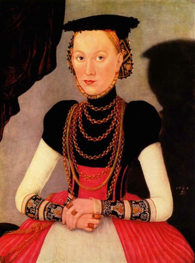 Tysk: Weibliches Bildnis / Bildnis einer Frau (eine geborene Hoffmann aus Leipzig) Kvindeportræt / Portrait of a Woman (a Hoffmann by birth from Leipzig) af Lucas Cranach the Younger